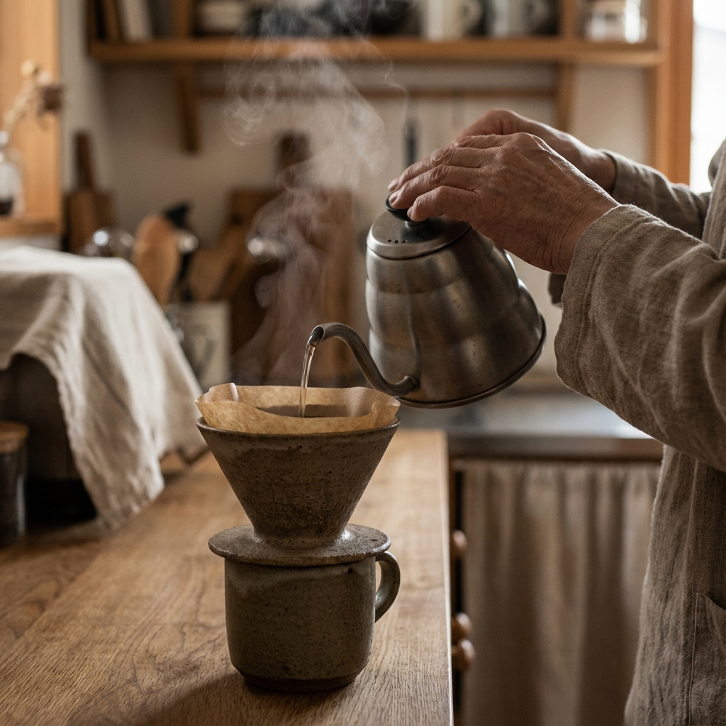 Hand pouring coffee
